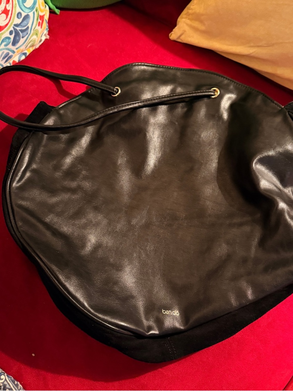 ban.do Black Round Leather Tote